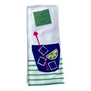 Kate Spade White and Green Kitchen Towels Set of Two